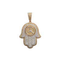 Round & Baguette Diamond Hamsa Hand Pendant (14K)