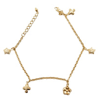 Flower and Star Charms Anklet (14K).