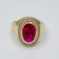 Fuchsia Oval Shape Ring (14K)