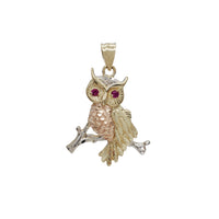 Tri-Color Red-Eyes Owl Pendant (14K)