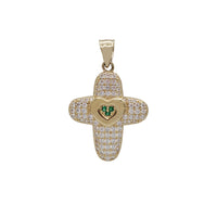 Zirconia Cross with Heart Pendant (14K)