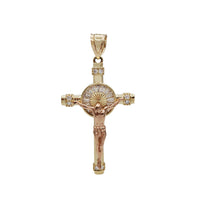 Zirconia Baguette Crucifix Cross Pendant (14K)