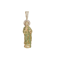 White & Green Cubic Zirconia Saint Jude Pendant (14K)