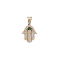 Cubic Zirconia with August Birthstone Hamsa Hand Pendant (14K)