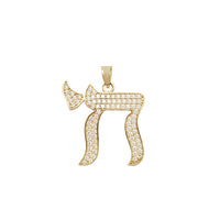 Iced-Out Chai Symbol CZ Pendant (14K).