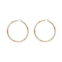Tricolor Diamond Cut Hoop Earring (14K)