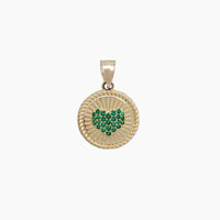 Cubic Zirconia Round Heart Pendant (14K)