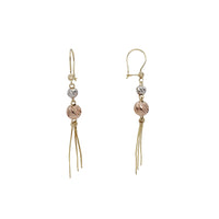 Tricolor Ball Dangling Earrings (14K)