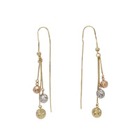 Tricolor Ball Dangling Earrings (14K)
