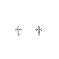 White Gold Cubic Zirconia Cross Stud Earrings (14K)