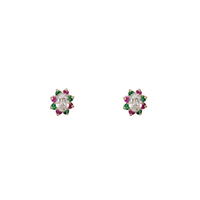 Zirconia Flower Stud Earrings (14K)