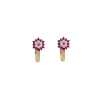 Cubic zirconia flower earring 14K