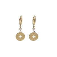 Cubic Zirconia Compass Dangling Earrings (14K)