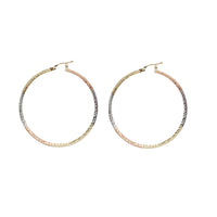 Tri-color Diamond Cut Hoop Earrings (14K)