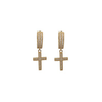 Zirconia Cross Dangling Earrings (14K)