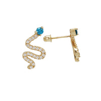 Zirconia Snake Stud Earrings (14K)