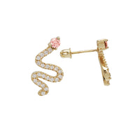 Zirconia Snake Stud Earrings (14K)