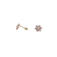 Zirconia Flower Stud Earring (14K)