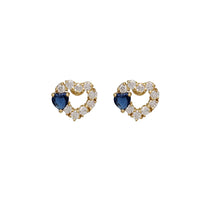 Zirconia Open Heart Stud Earrings (14K)