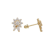 Zirconia Flower Stud Earrings (14K)