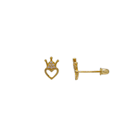 Heart Crown CZ Stud Earring (14K)