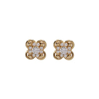 Zirconia Flower Stud Earrings (14K)