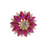 Red Flower Cocktail Ring (14K)