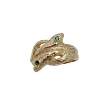 Verdant Eye Double-Headed Snake Ring (14K)