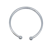 Textured Beads Adjustable Bangle Bracelet (Silver)