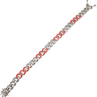 Neon Enamel Cuban Link Bracelet (Silver)