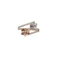 Cubic Zirconia Rose Bypass Tri-tone Ring