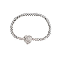Heart Lock Tennis Bracelet (Silver)