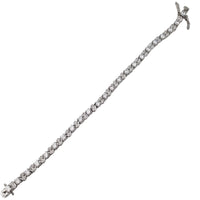 Zirconia Iced-0ut Leaf Bracelet (Silver)
