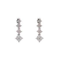 Zirconia Iced Square Dangling Earrings (Silver)