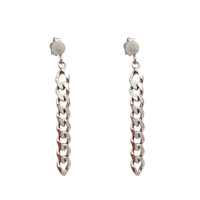 Italian Cuban Link Dangling Earrings (Silver)