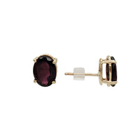 Oval Red Garnet Stud Earrings (14K)