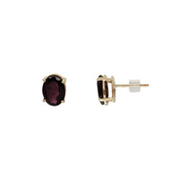 Oval Red Garnet Stud Earrings (14K)