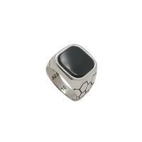 Square Black Onyx Ring (Silver)