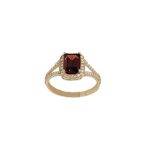 Red Emerald Cut CZ Lady Ring (14K)
