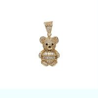 Baguette Cubic Zirconia Teddy Bear Pendant (14K)