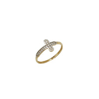 Zirconia Two-Tone Cross Ring (14K)