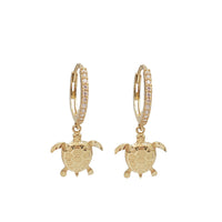 Zirconia Turtle Dangling Earring (14K)