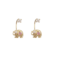 Telephone CZ Stud Elephant Earrings (14K)