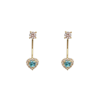 Zirconia Heart Telephone CZ Stud Earrings (14K)