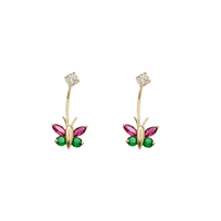 Zirconia Butterfly Telephone CZ Stud Earrings (14K)