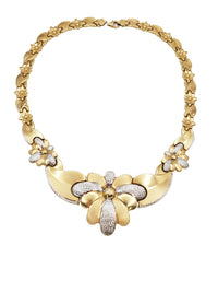 Two-Tone Blossom Flowers Fancy Neclace (14K)