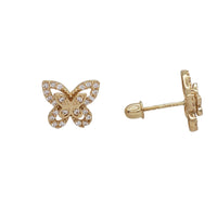 Zirconia Butterfly Stud Earrings (14K)
