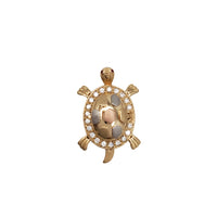 Tricolor Turtle CZ Pendant (14K)