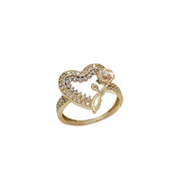Zirconia Heart With Flower Ring (14K)