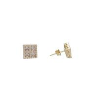 Zirconia Square Stud Earrings (14K)